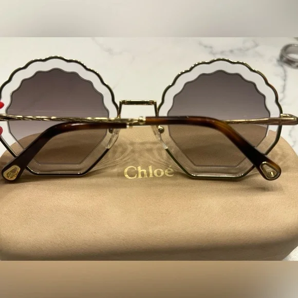 Chloe | Accessories | Gold And Brown Womens Sunglasses 